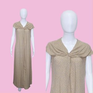 Y2K MAX STUDIO.1920s Style CAPELET Sage Floral Print Semi Sheer Maxi Dress. XS-S